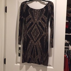 Jump apparel black Macy’s shiny dress NWT